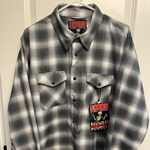 DIXXON Men's Black and White Plaid Shirt